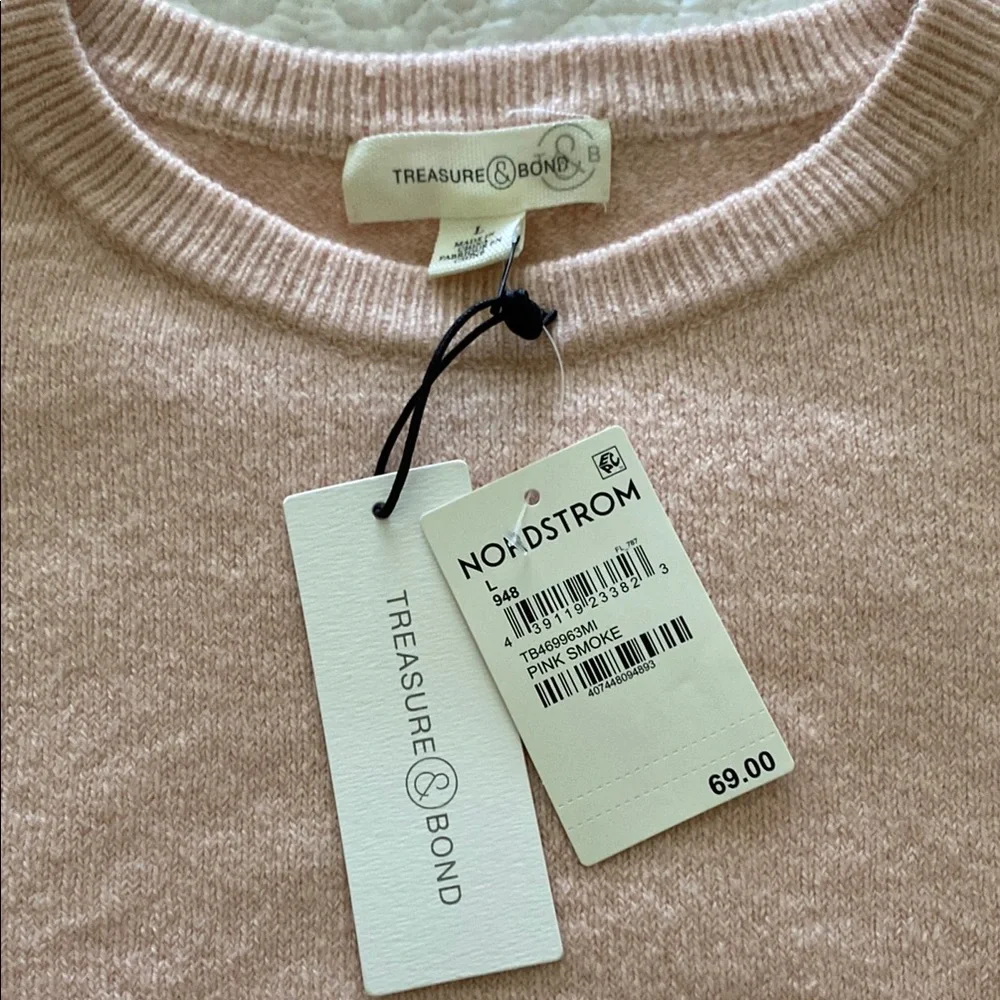 NWT Treasure & Bond long sleeve crew neck peach sweater - Picture 7 of 8